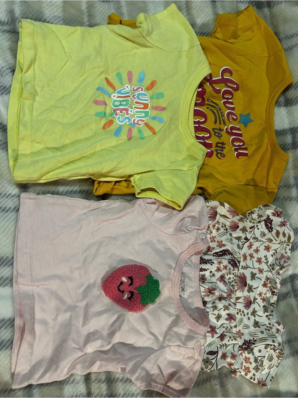 babies Short Sleeve Tops - Yellow, Light Pink, Mustard, Floral